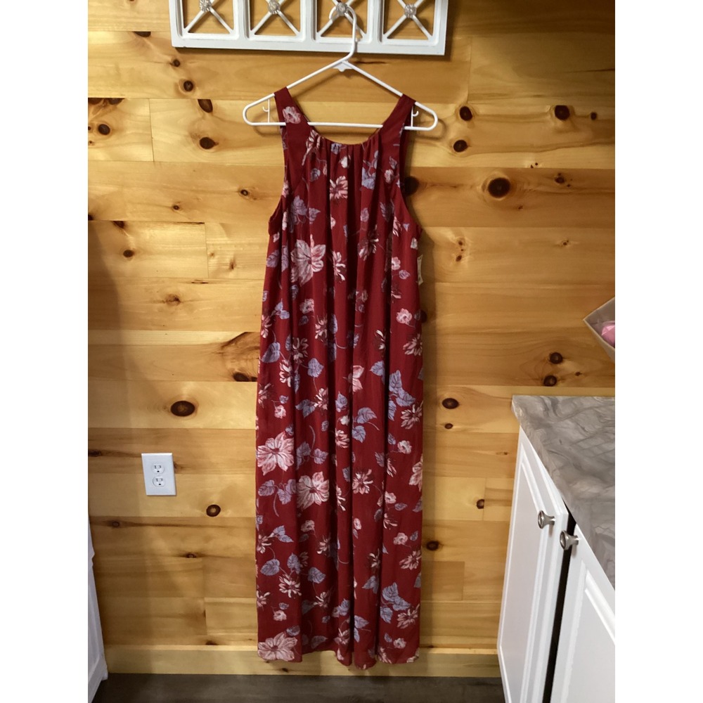 Free People Womens Floral Maxi Dress Burgundy Red Boho Sleeveless Size M NEW